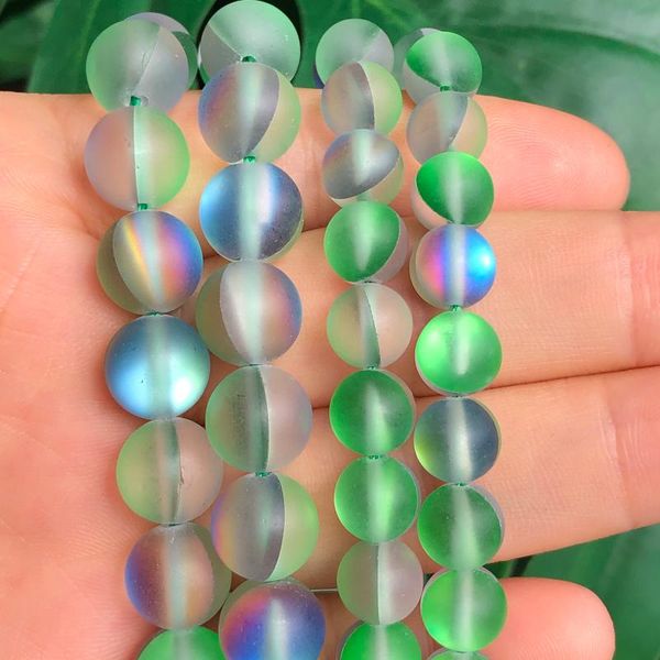 

other matte green multicolor austria glitter crystal bead round dull polish moonstone glass beads for jewelry making diy bracelet 15"