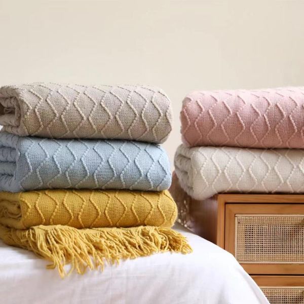 

blankets & swaddling cobertor de malha nordic soild cor sofÃ¡ lance com borlas viagem tv nap cobertores ar condicionado cama decor