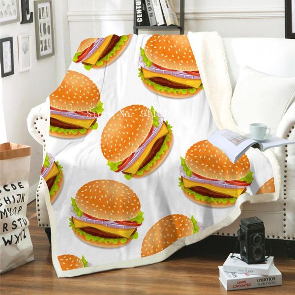 

blankets soft warm flannel pizza fries blanket sherpa donut hamburger airplane travel portable autumn winter throw kids boy gift