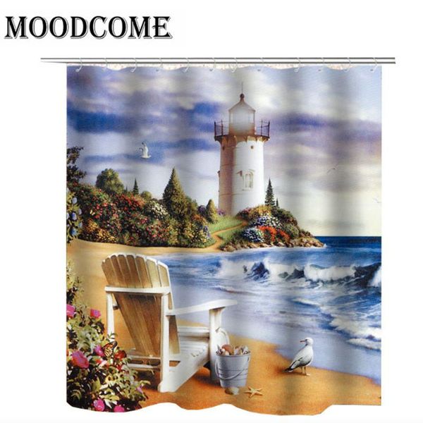 

shower curtains lighthouse curtain sea beach fabric polyester waterproof bathroom