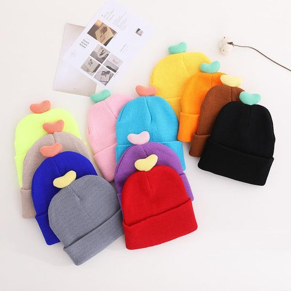 

beanies 2021 autumn and winter cotton love heart thicken knitted hat warm skullies cap beanie for children boy girl 13
