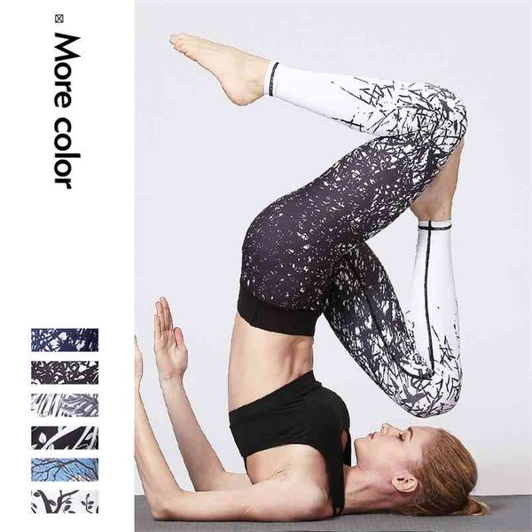 

female high elasticity gym push up workout leggings waist fitness women breathable quick dry floral print 210604, Black