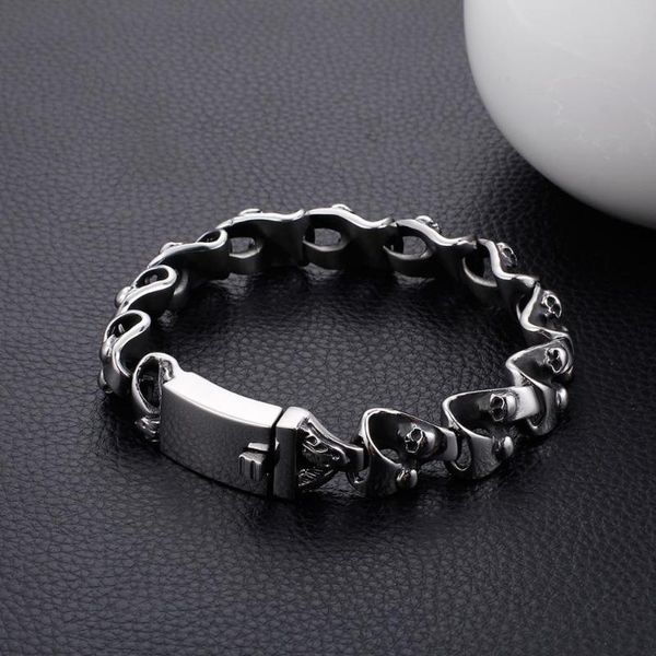 

link, chain jewels store 22cm punk skull charm bracelets men stainless steel link bracelet & bangle male rock drop jewelry, Black