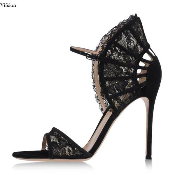 

olomm women gladiator sandals stiletto high heels open toe black party dress shoes us plus size 5-15