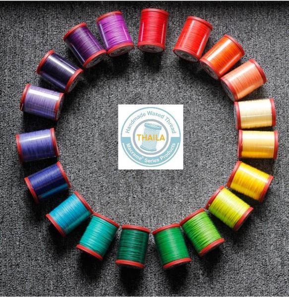 

yarn 0.35mm round waxed thread polyester cord wax coated strings for braided bracelets diy accessories or leather craft sewing, Black;white