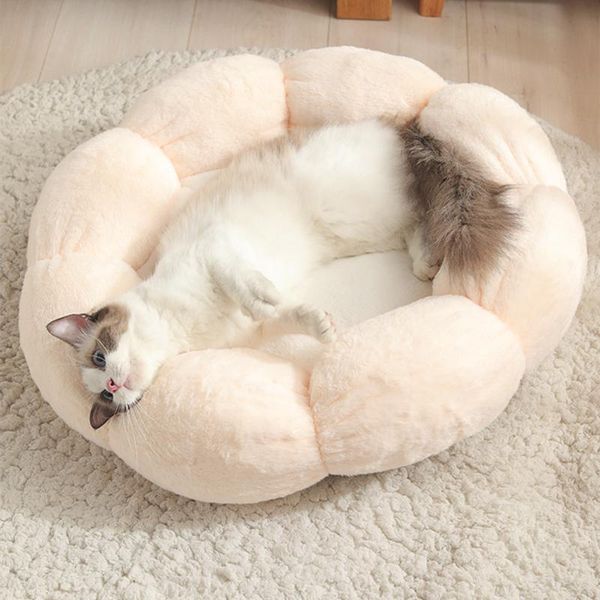 

cat beds & furniture soft plush bed cute flower shaped pet dog puppy teddy basket warm self-warming house sleeping bag cushion mats