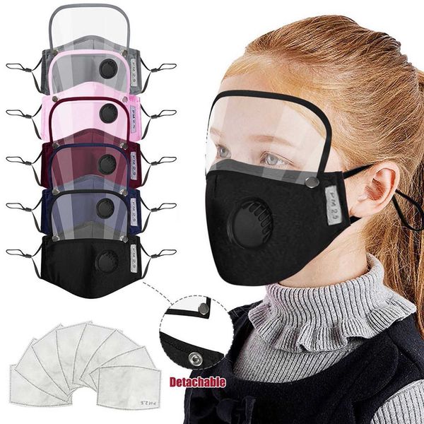 

kids' child washable reusable face with filter and detachable eye shield mascarillas negras monder scarf halloween cosplay mask