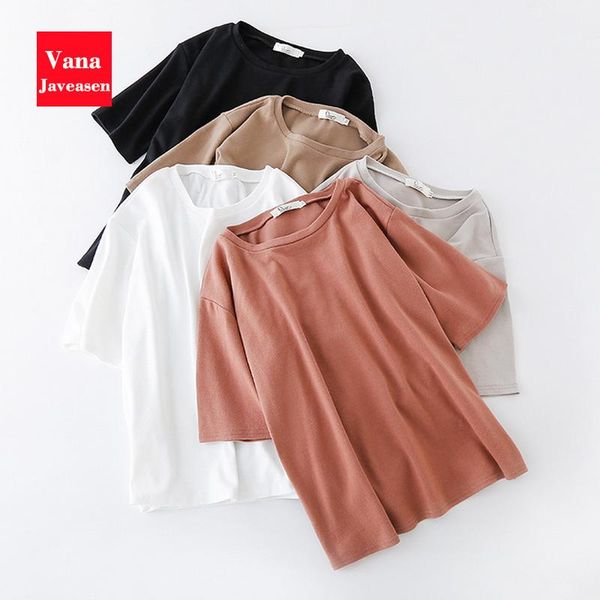 

women's t-shirt vana javeasen t shirt women t-shirts ladies clothes vogue vintage tshirts cotton o neck short sleeve, White