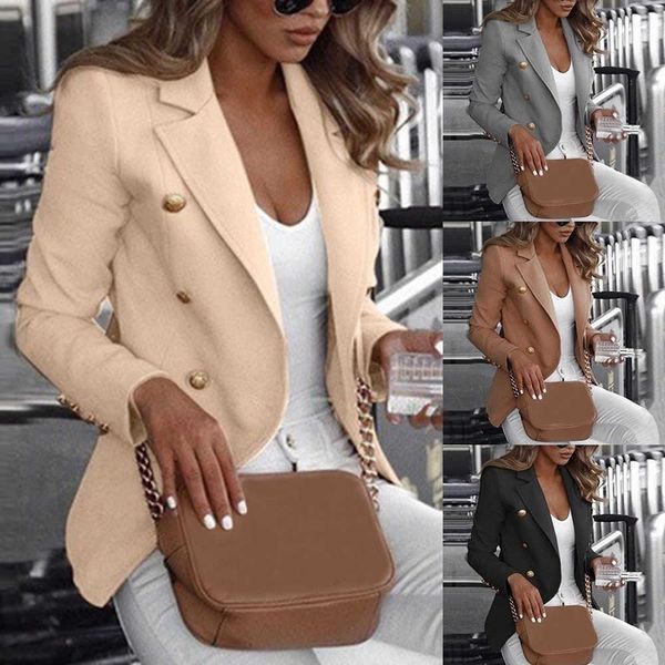 

women's jackets luxury coat bussiness jacket plus size s-5xl casual veste women slim long-sleeved double-breasted solid color stand-up, Black;brown