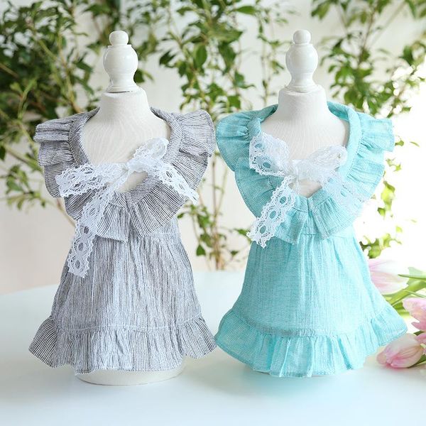 

est hollow lace collar design dog vintage skirt pet cat dress green grey colors clothes yorkie chihuahua dresses apparel