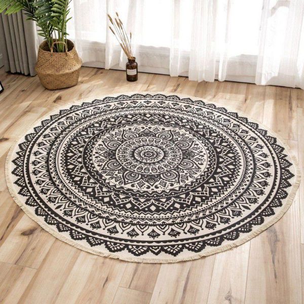 

retro round cotton carpet home living room coffee table printed floor mats bedroom study carpets arrival