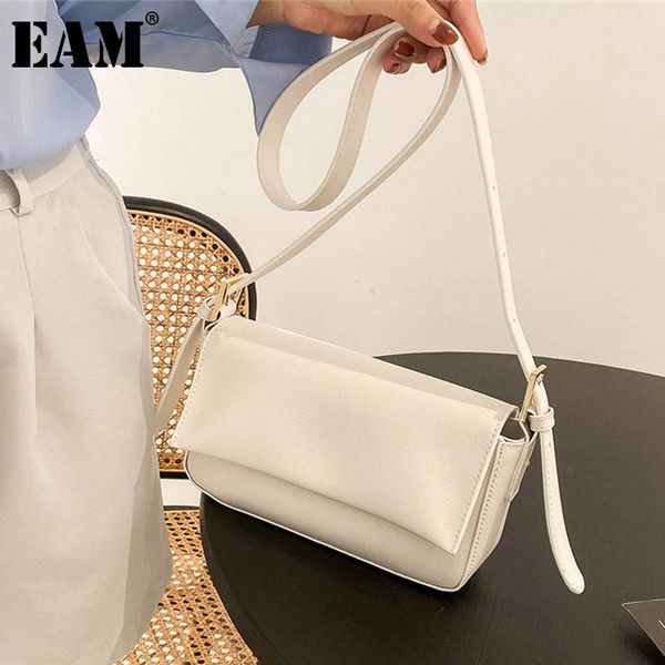 

shoulder bags [eam] women brief retro small square pu leather flap personality all-match crossbody bag fashion tide 2021 18a3320