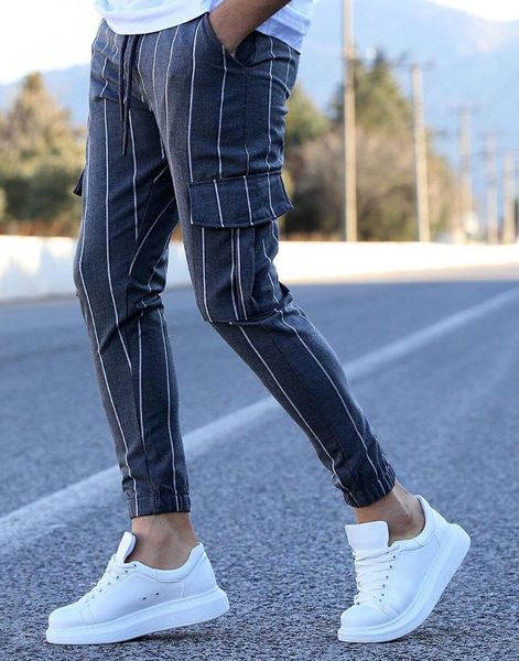 

men's pants stm striped pocket tracksuit - street style activewear, Black