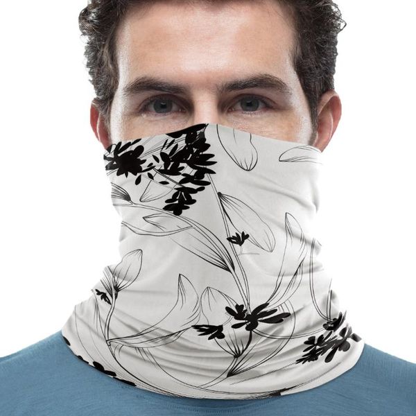 

scarves black white flowers neck gaiter magic scarf mens ladies rectangular hijab custom, Blue;gray