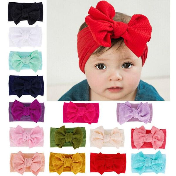 

hair accessories head band for baby infant girl cute bow headband born solid headwear headdress nylon elastic gifts, Slivery;white