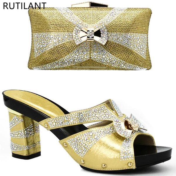

gold color african matching shoes and bags italian in women ladies bag set nigerian dress, Black