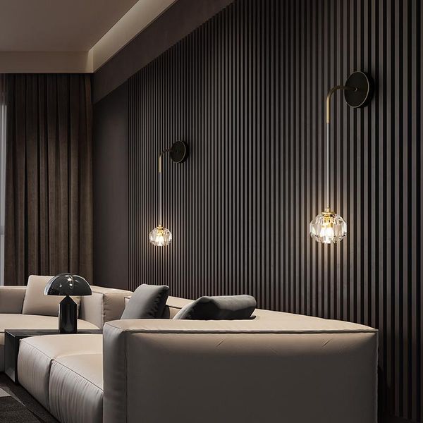 

wall lamp nordic personality copper crystal lamps gold interior decoration for bedside living room tv background corridor aisle light