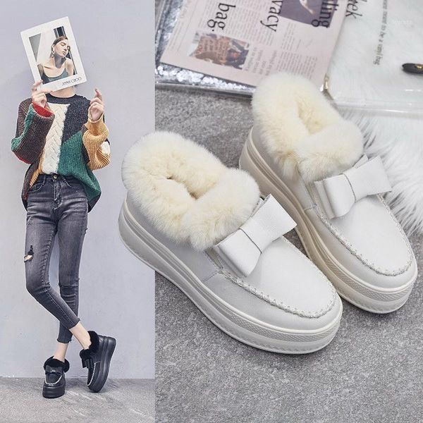 

arrival ladies fashion snow boots women slip on winter warm flats short plush comfort shoes with bowtie 35-391, Black