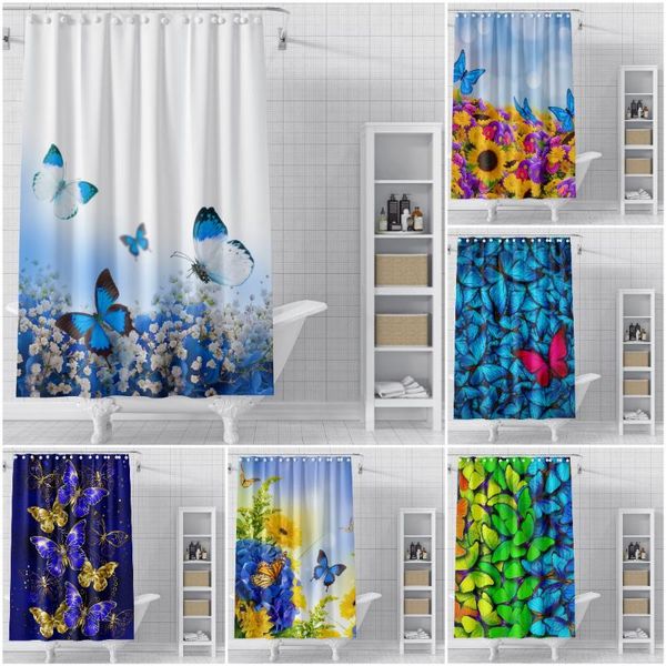 

shower curtains beautiful butterfly waterproof fabric home decor multi-size curtain 3d for bathroom