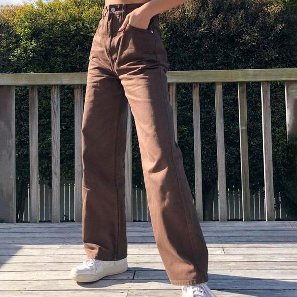 

women's jeans women solid color high waist denim casual baggy for daily wear, Blue