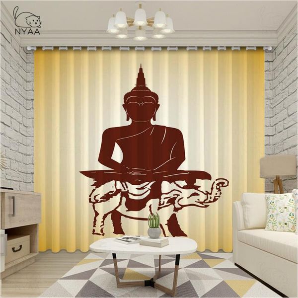 

window blackout curtain living room sacred buddha custom designer curtains luxury home printed & drapes