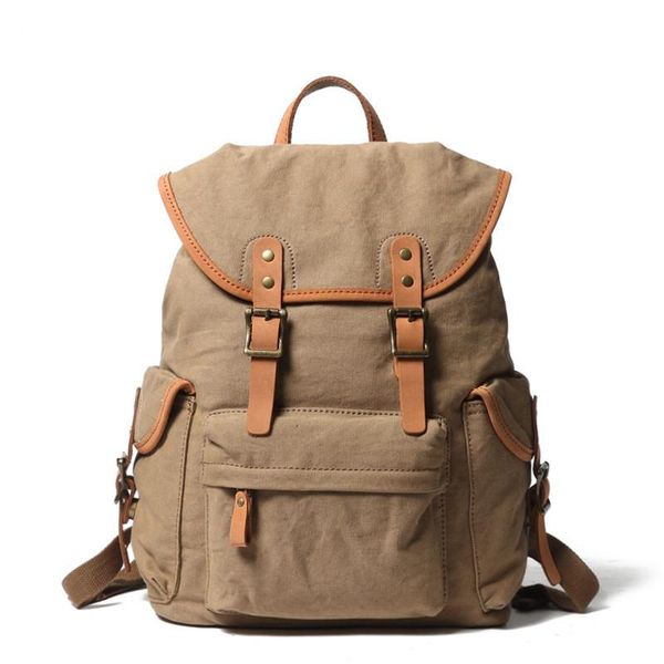 

backpack canvas rucksack women school waterproof travel outdoor