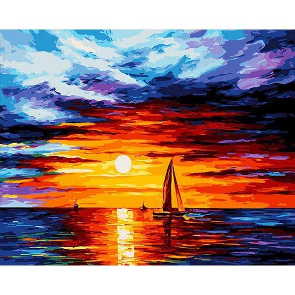 

paintings gatyztory frame sunset landscape diy painting by numbers drawing acrylic handpainted for home decors