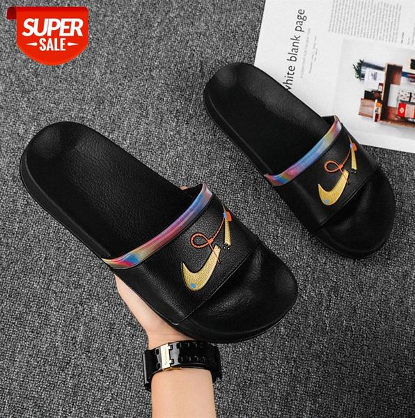 

large size broken hook flip flops men's non-slip white beach sandals and slippers outdoor leisure #y85q, Black