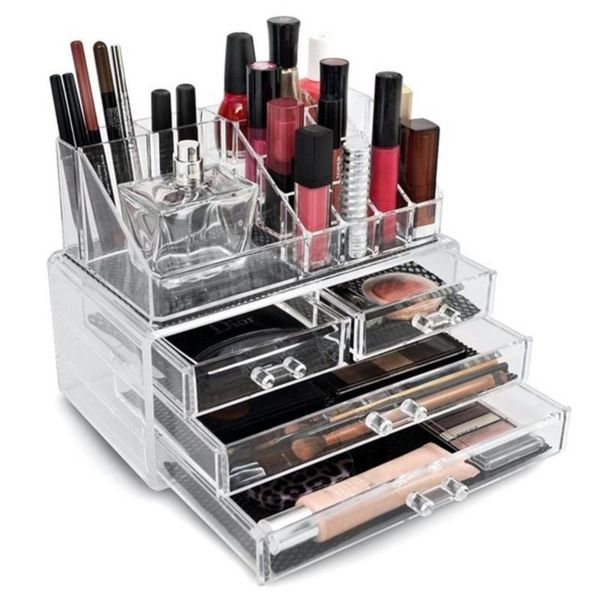 

storage boxes & bins makeup drawer box plastic stackable cosmetic organizer transparent jewelry large capacity nail polish holder