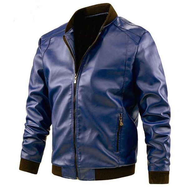 

men's jackets faux leather fabulous winter coat stand collar men jacket long sleeve for show, Black;brown