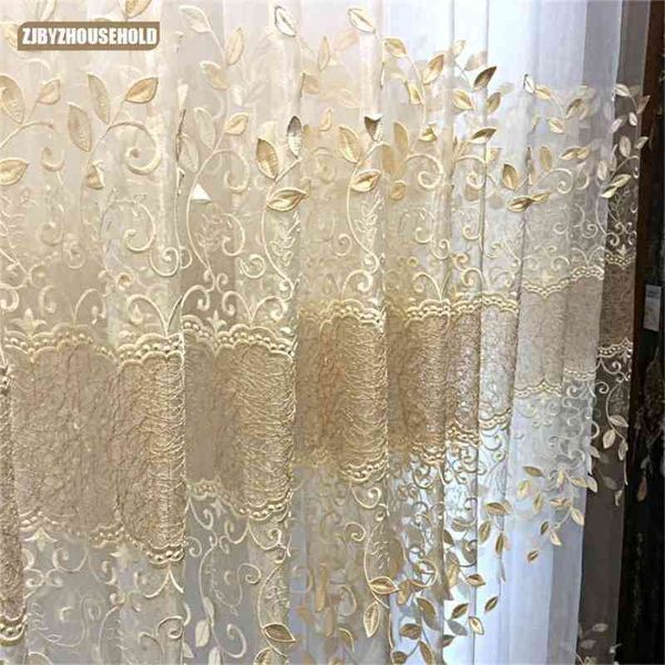 European janela cortina tulles para sala de jantar quarto quarto puro porta de fio transparente bordado alto grau 210913