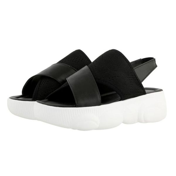 

sandals asileto 2021 women cross strap thick bottom comfortable breathable non-slip wear-resistant casual big size a4060, Black