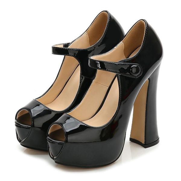 

high-quality elegant sandals women high heels pumps super heel 14cm women's banquet waterproof platform, Black
