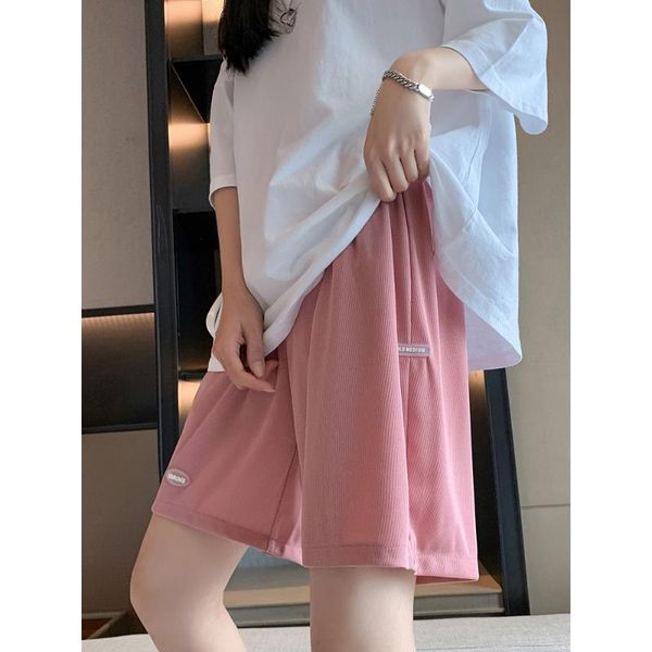 

women's shorts vintage summer lace up elastic high waisted women fashion casual wide legs loose baggy white black grey short clothes
