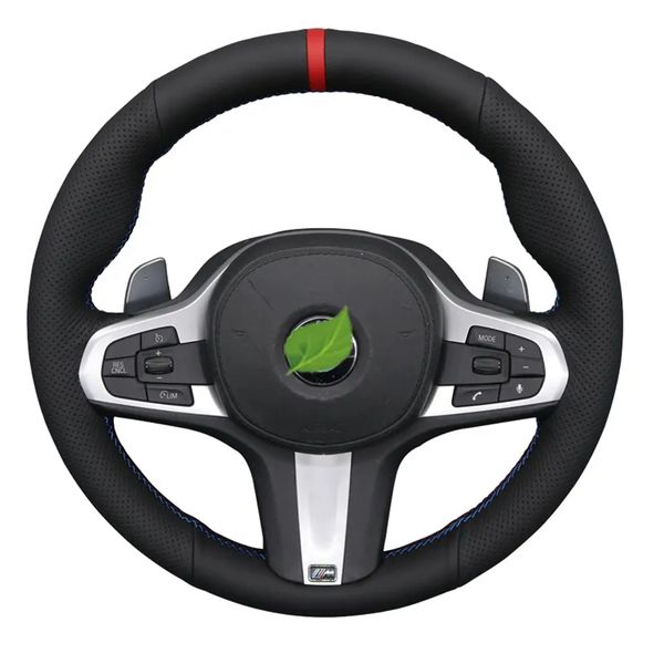 

non-slip black artificial leather car steering wheel cover for bmw m sport g30 g31 g32 g20 g21 g14 g15 g16 x3 g01 x4 g02 x5 g05
