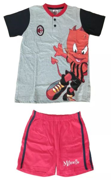 

official full set man t-shirt crew neck pajamas + shorts milan, White;black