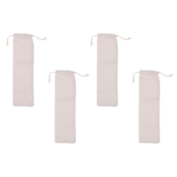 

storage bags 4pcs stainless steel drinking straws carrying cases (beige)