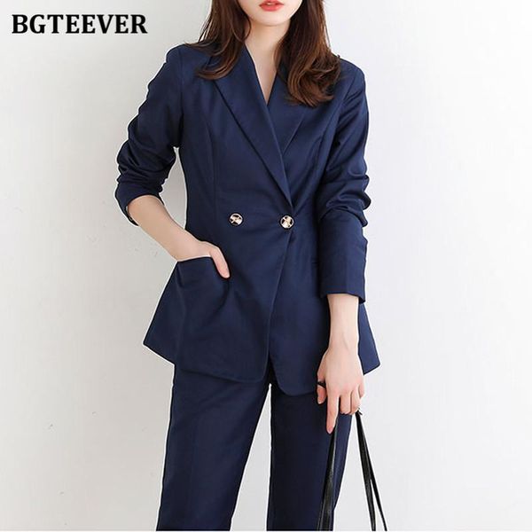

autumn elegant women 2 piece blazer sets notched collar jacket & high waist pants 2021 work business female pant suit women's two, White