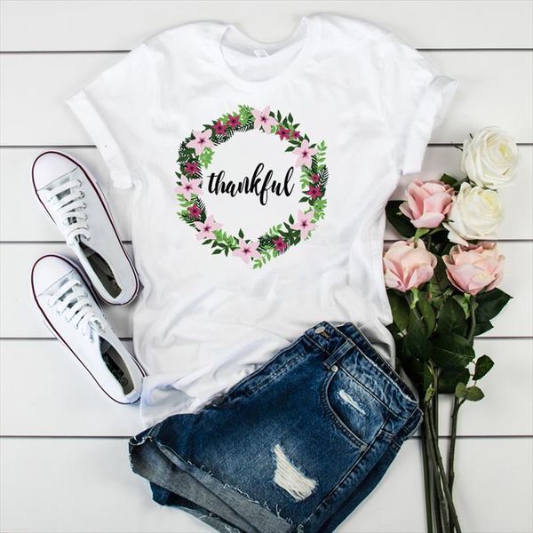 

and women thankful flower men t shirt print womens short sleeve o neck loose ladies summer causal tee clothes, White;black