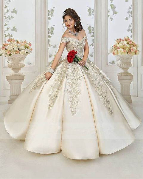 2022 светлое бальное платье цвета шампанского Quinceanera платья бусы кружевные аппликации вечерние платья выпускного вечера Sweet 16 платье vestido de 15 anos