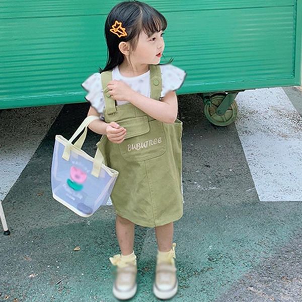 

jumpsuits summer kid clothing big pocket suspender skirt casual fashion korea style children girl cute overalls, Blue