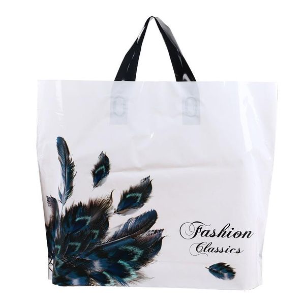 

gift wrap black feather printing clothes handbags christmas plastic shopping packaging pouches with custom logo 10pcs 33x25x6cm