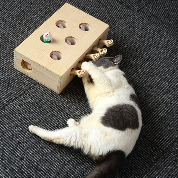 

cat toys pet hamster hunting toy with 5-holes mouse hole cats catch bite interactive