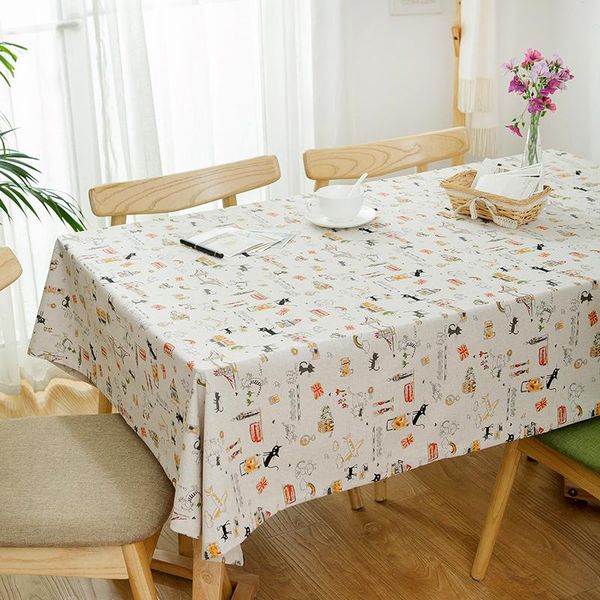 

cotton & linen small cat table cloth rectangular cover waterproof dining kitchen protector