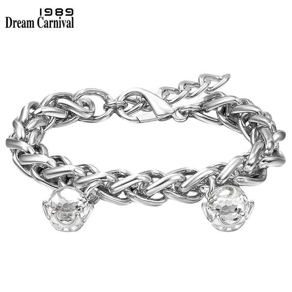 

dreamcarnival1989 braided thick chain bracelet for women special cut zircon charms elegant party girls jewelry wholesale wb1238w 210910, Golden;silver
