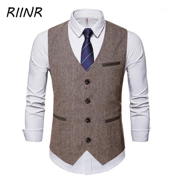 

men's vests riinr autumn suit vest 2021 fashion classic solid color european and american stitching casual, Black;white