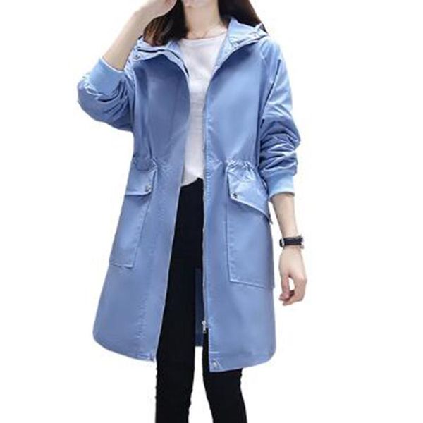 

women's trench coats fashion windbreaker long section 2021 spring autumn coat women korean loose casual ladies outerwear, Tan;black