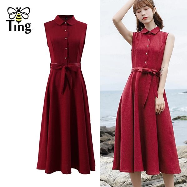 

women boho midi long dress open breasyed collar summer a line casual elegant office lady with belt fashion 210513, Black;gray