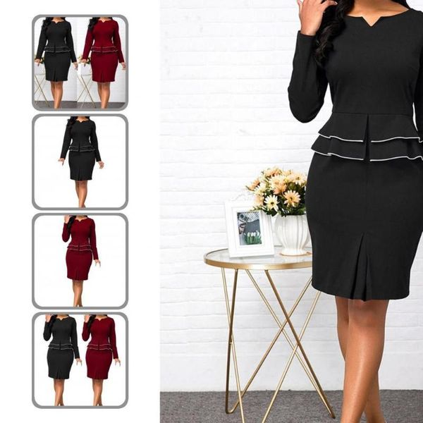 

two piece dress split female women long sleeve skinny skirt office suit for, White