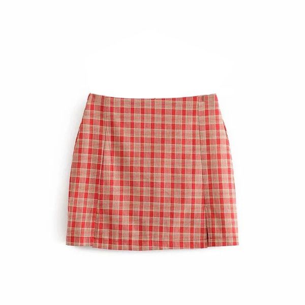 

skirts 2021 women plaid skirt streetwear slim a-line high waist split short red harajuku lattice womens mini women's, Black